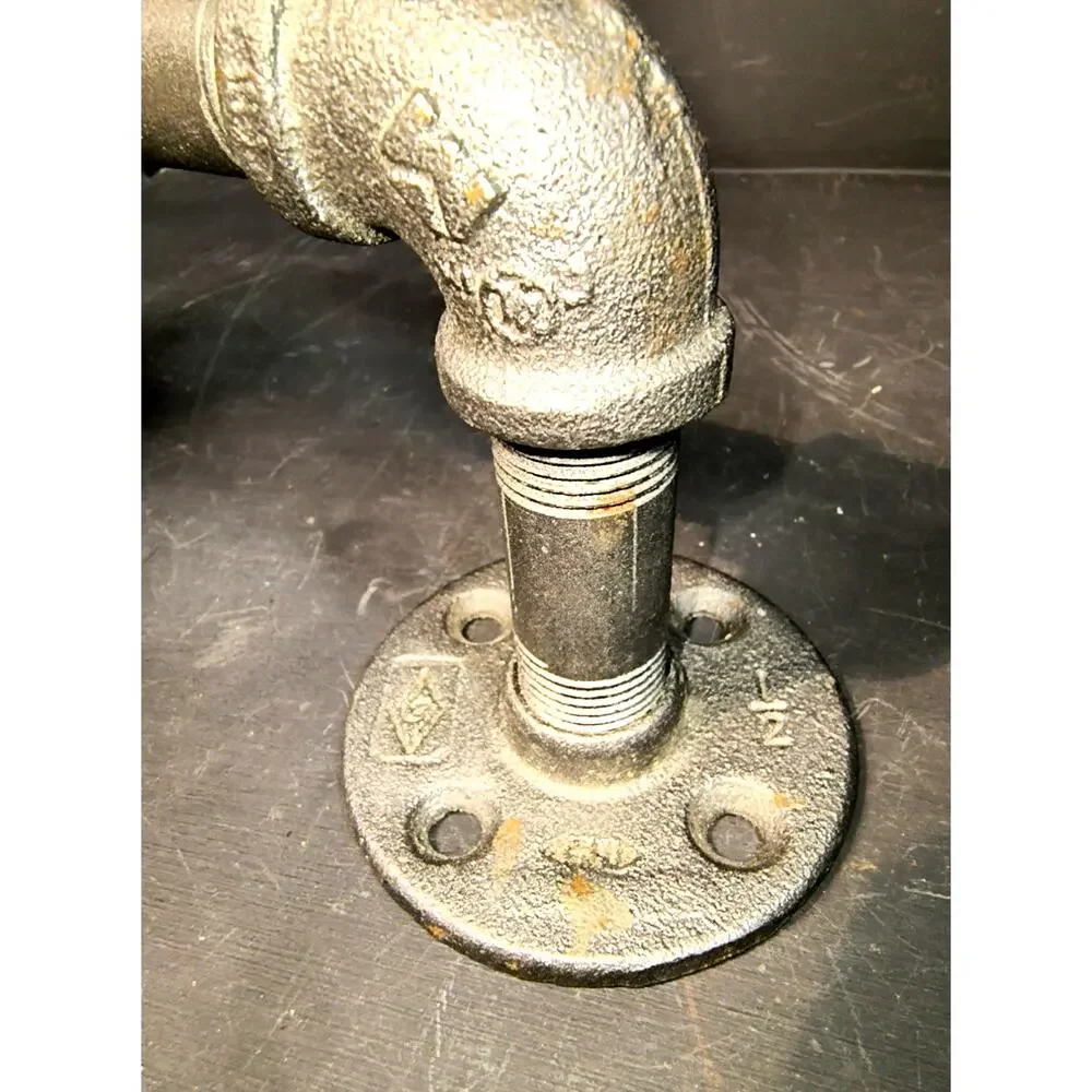 1955.  Industrial Pipe Chic Hand Towel Toilet Paper Holder Gunmetal Grey